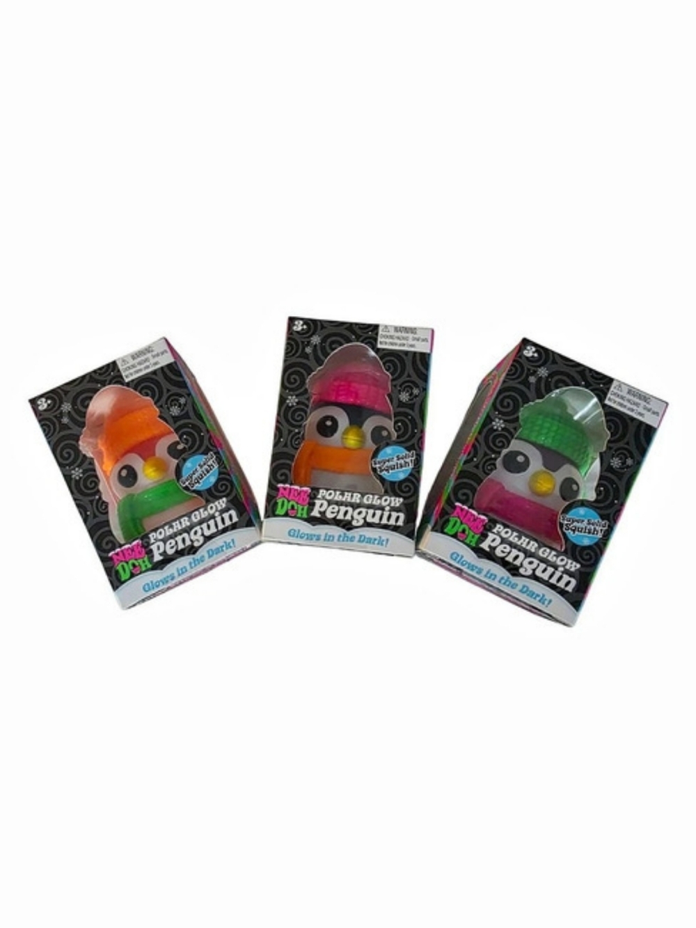 *AUTHENTIC* Complete set of all 3 NeeDoh Polar Glow Penguins NWT